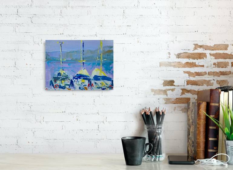 Original Expressionism Yacht Painting by Dina Aseeva
