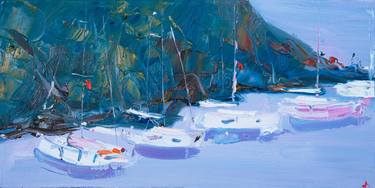 Print of Impressionism Sailboat Paintings by Dina Aseeva