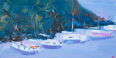 Original Impressionism Sailboat Paintings by Dina Aseeva