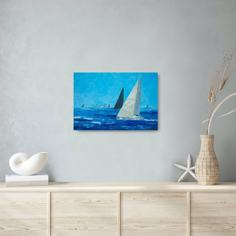 Original Sailboat Painting by Dina Aseeva