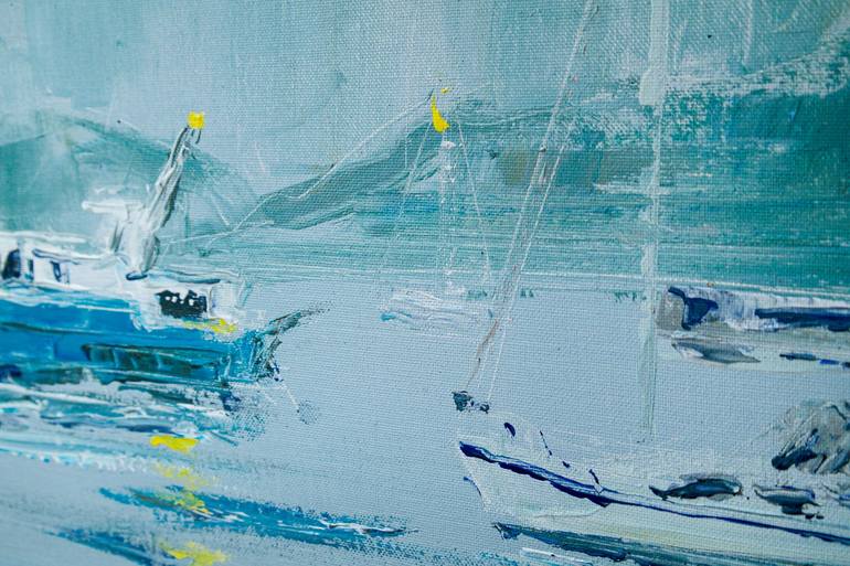 Original Impressionism Yacht Painting by Dina Aseeva