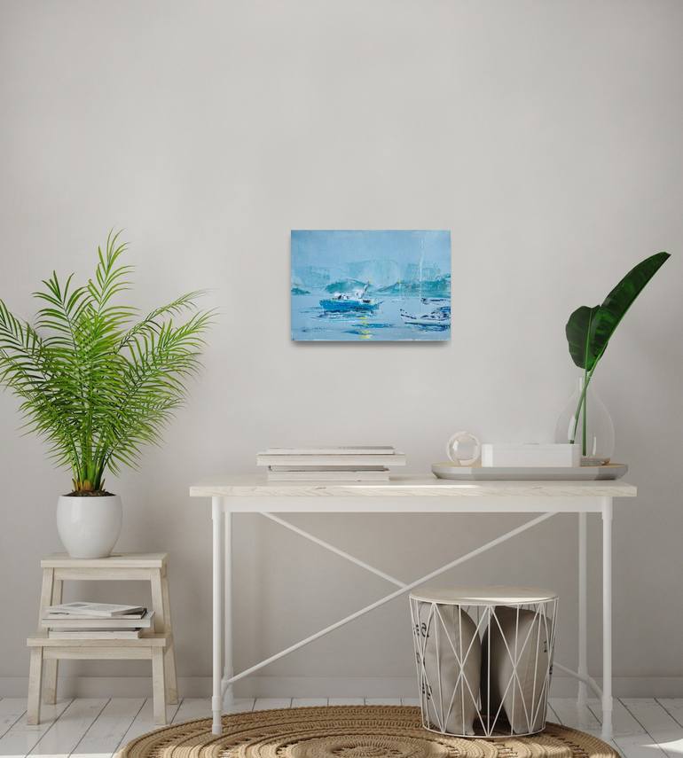 Original Impressionism Yacht Painting by Dina Aseeva