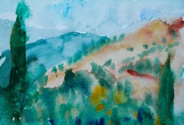 Tuscuny in Bodrum - abstract watercolor summer landscape thumb