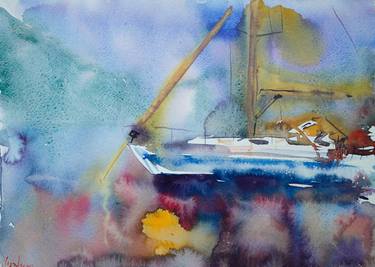 Original Abstract Yacht Paintings by Dina Aseeva