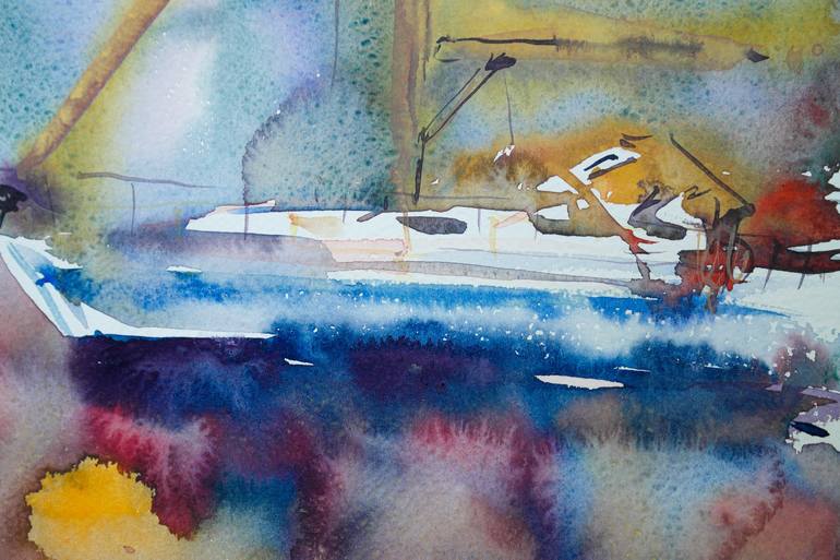Original Abstract Yacht Painting by Dina Aseeva