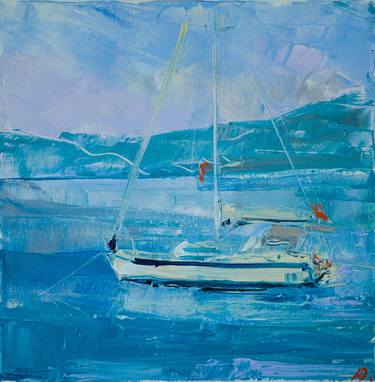 Our neighbour - sailboat, blue sea 30x30 small gift thumb