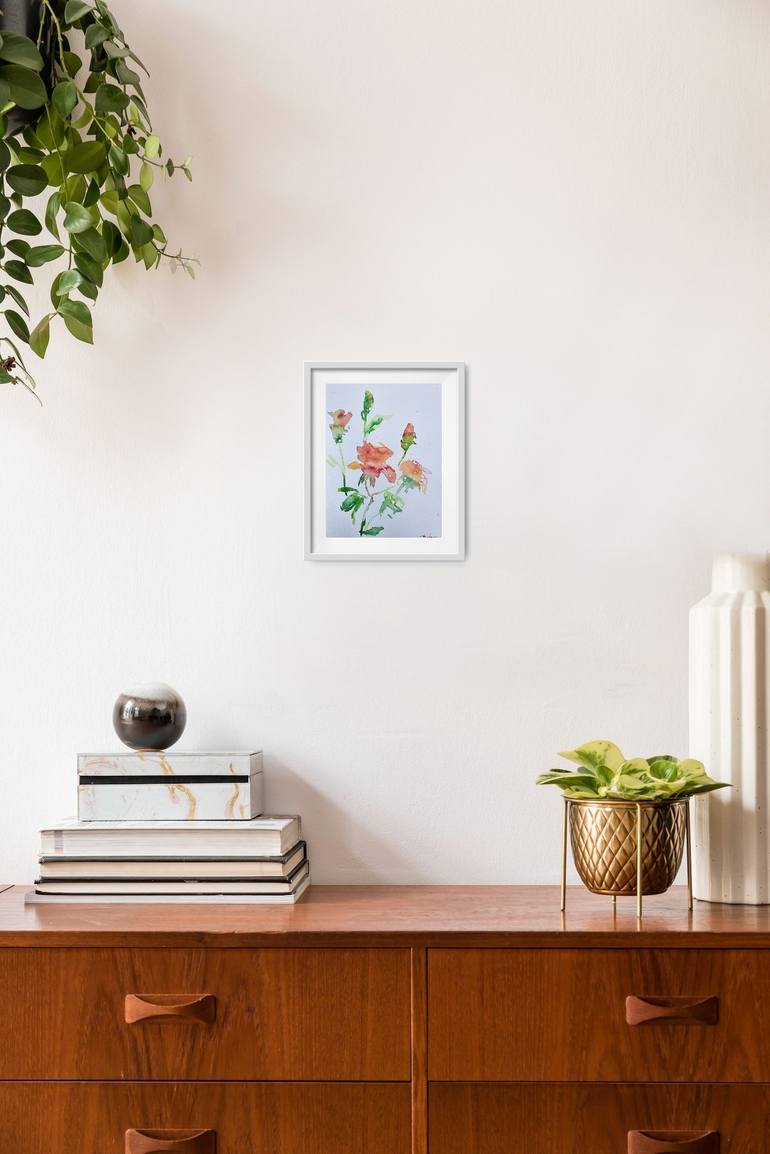 Original Minimalism Floral Painting by Dina Aseeva