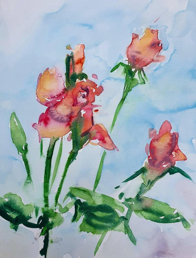 Print of Impressionism Floral Paintings by Dina Aseeva