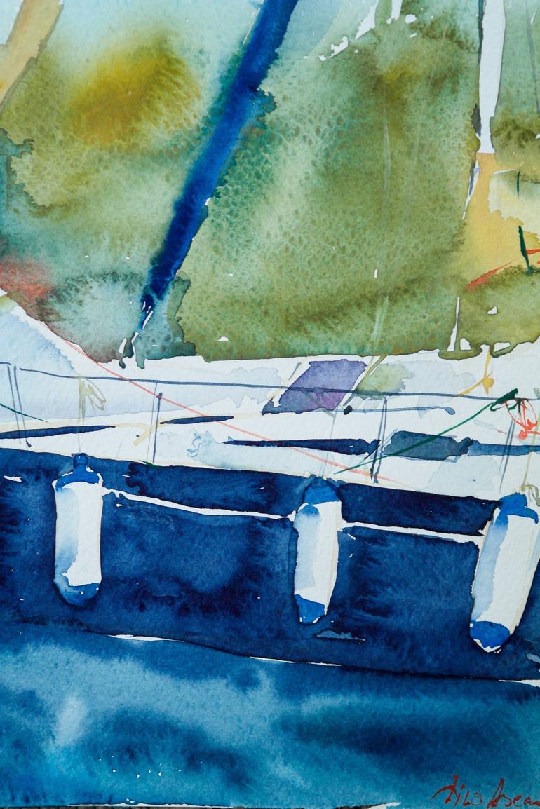 Original Yacht Painting by Dina Aseeva