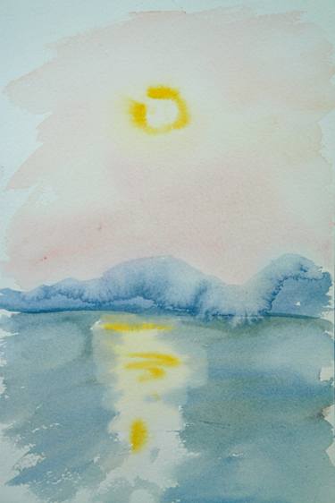 Sunlight - abstract watercolor seascape, sun, sea thumb