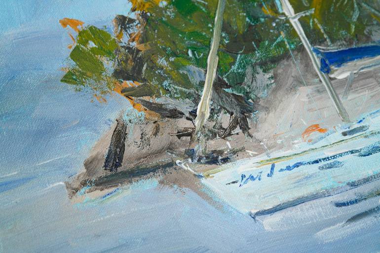 Original Impressionism Yacht Painting by Dina Aseeva