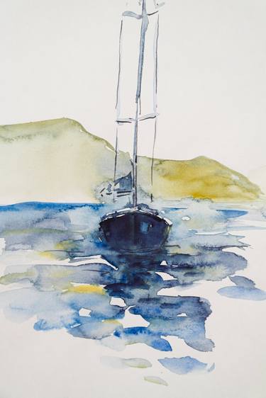 Original Sailboat Mixed Media by Dina Aseeva