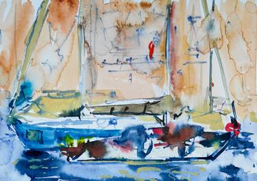 Original Expressionism Sailboat Paintings by Dina Aseeva