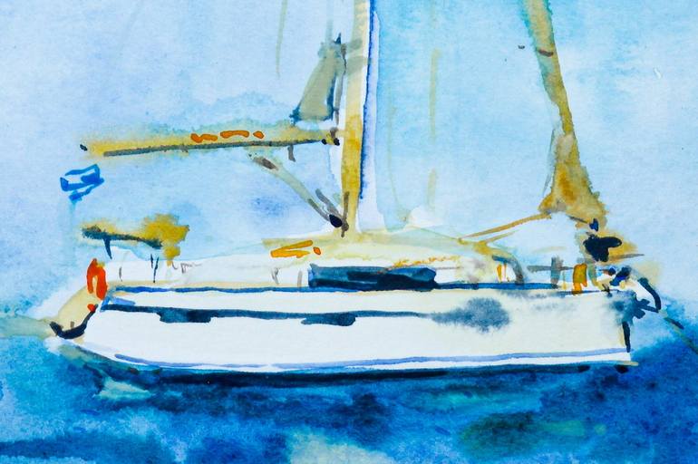 Original Impressionism Sailboat Painting by Dina Aseeva