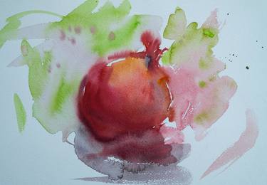 Pommegranate - impressionistic fruit, watercolor still life thumb