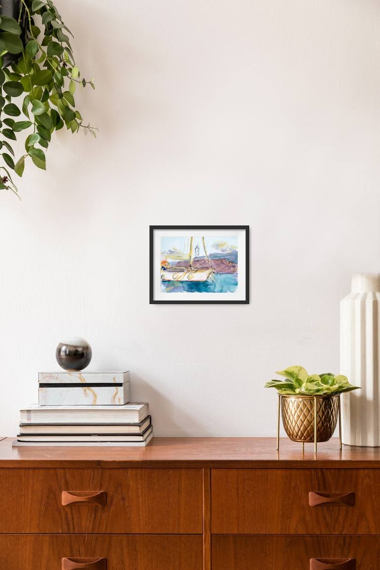 Original Impressionism Yacht Painting by Dina Aseeva