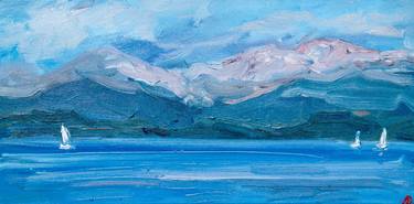 Winter is coming - seascape panorama, light blue sea, mountains thumb