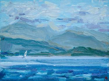 Winter day - calm seascape, mountains, hills, serenity thumb