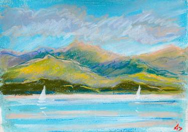 Winter day in pastel colors - serenity seascape view, sunny day thumb