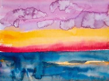 Print of Abstract Seascape Mixed Media by Dina Aseeva