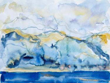 Peloponnese - abstract landscape, watercolor sea, island, sailing thumb