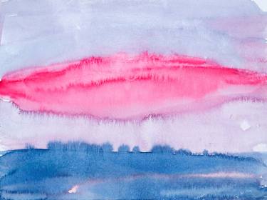 Last kiss of the day - seascape, evening sea, sunset, pink cloud thumb