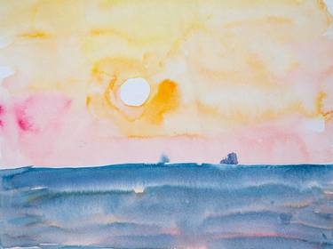 Before sunset - ships in the sea - abstract seascape thumb