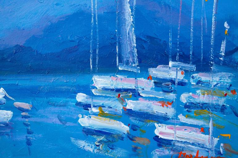 Original Impressionism Yacht Painting by Dina Aseeva