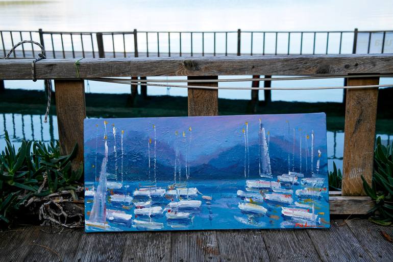 Original Impressionism Yacht Painting by Dina Aseeva