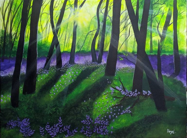 Gold Purple Forest  Easy Acrylic Painting Step by Step for