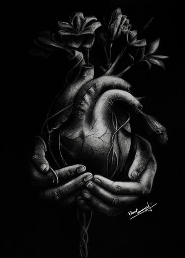 Original Surrealism Love Drawings by Elisa Carranza