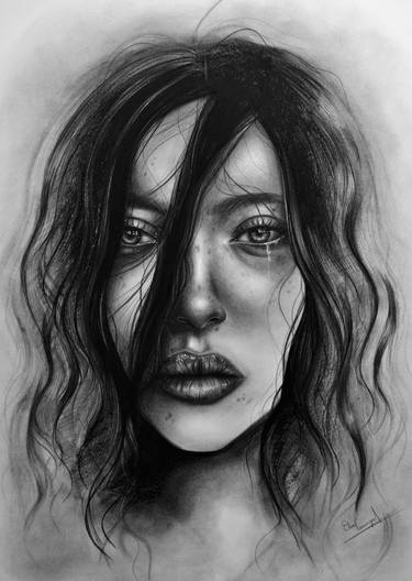 Original Portraiture Women Drawings by Elisa Carranza