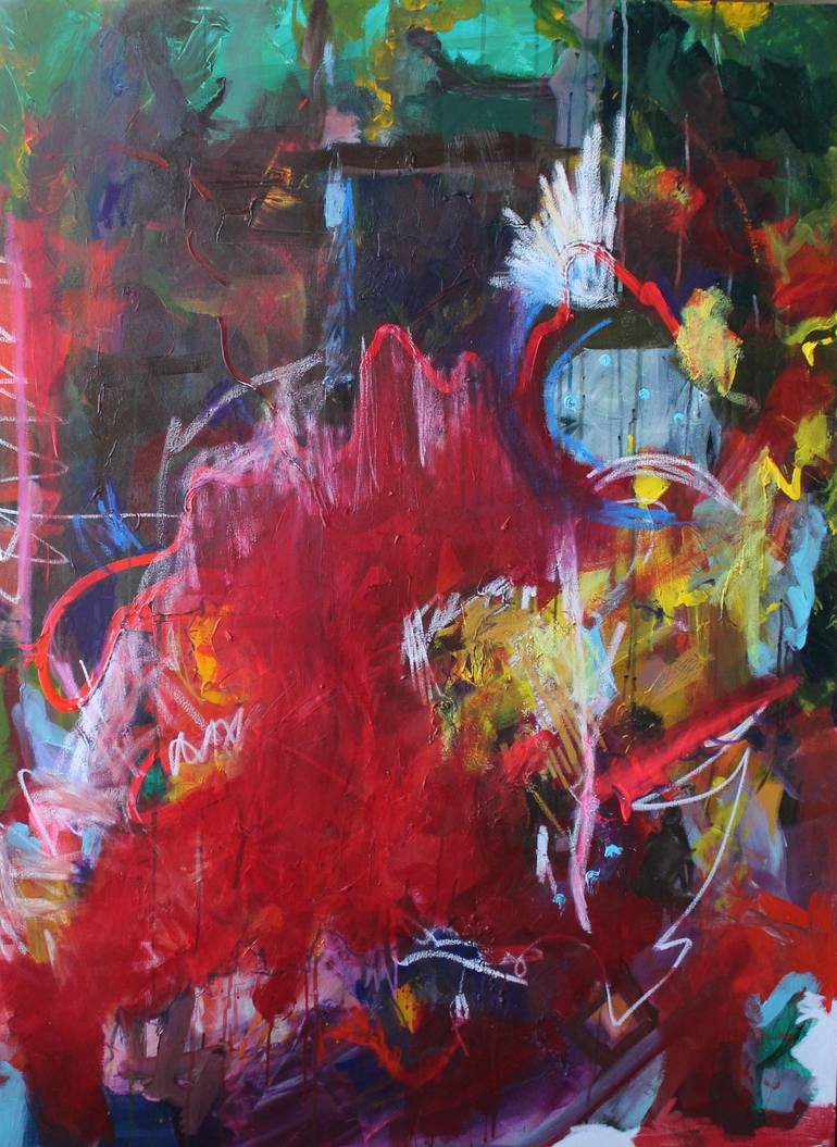 Red Caterpillar Riot Painting by Alexandra Baker | Saatchi Art