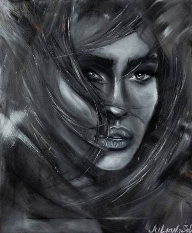 I'm your drug - Original Black White Portrait of Sexy Woman, Stylish Painting for Office, Home As a gift, For Restonan thumb