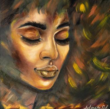 Autumn's embrace - Colorful Portrait Of A Girl, The Painting Is Suitable For The Dining Room Area Of The Bedroom thumb