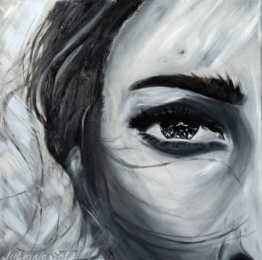 I see - Oil Painting for Home, Office, Restaurant, Half Face Girl Watching thumb