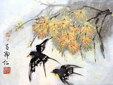Chinese Painting - Autumn Journey (Birds in Autumn Season) thumb
