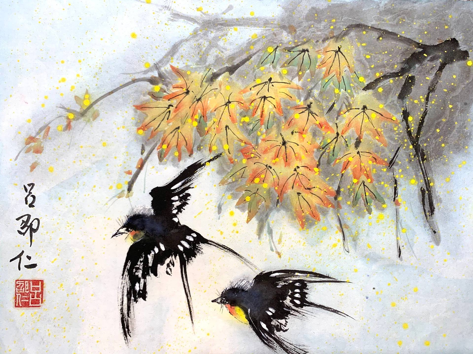 Chinese Painting - Autumn Journey (Birds in Autumn Season