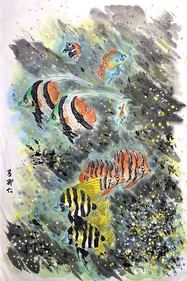 Original Figurative Fish Paintings by Albert K Libre