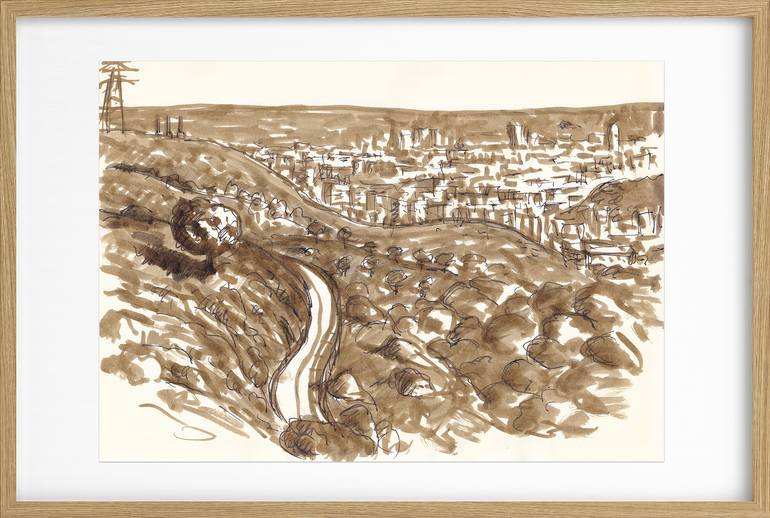 Original Black & White Landscape Drawing by Carlos Casadesus