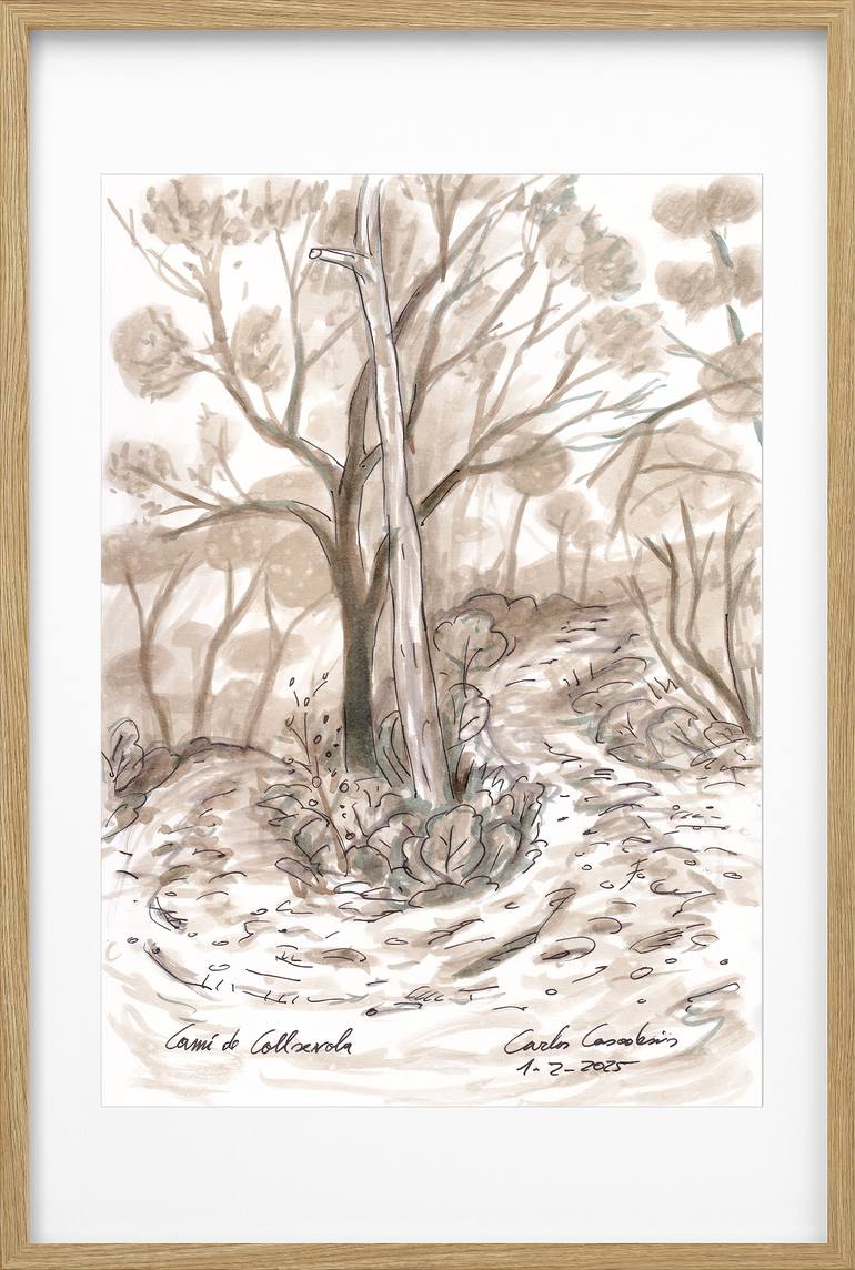 Original Black & White Landscape Drawing by Carlos Casadesus