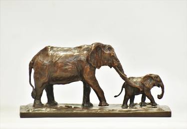In Step - Elephant Bronze Sculpture - Limited Edition of 24 thumb