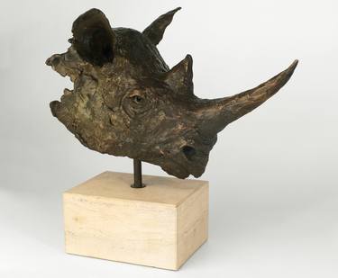 Bronze Black Rhino Bust - Limited Edition thumb