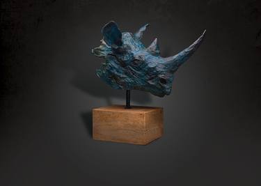 Black Rhino Bust - African Wildlife Sculpture thumb