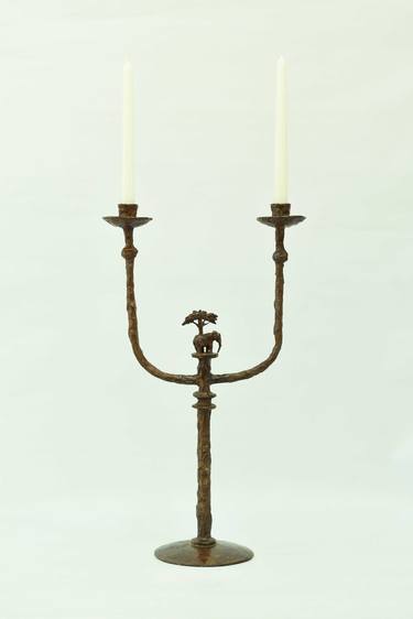 Elephant Candlestick in cast bronze thumb