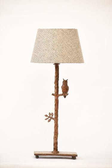 Owl Table Lamp in cast Bronze thumb