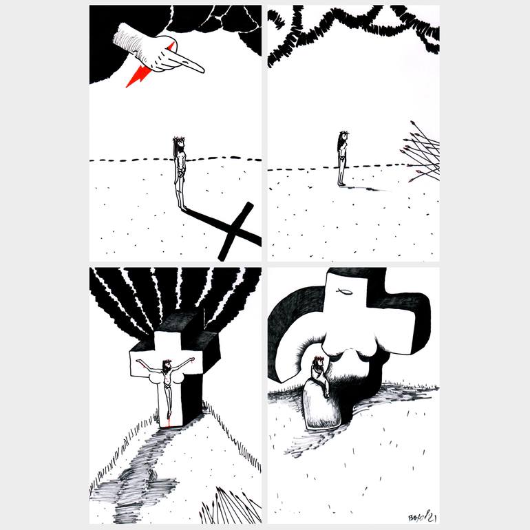 Original Modernism Religion Drawing by Vladimir Vekhov