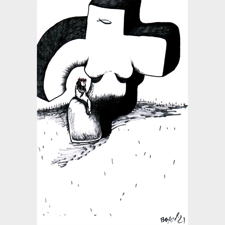Original Modernism Religion Drawing by Vladimir Vekhov