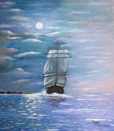 Original Classicism Seascape Paintings by Erato Art