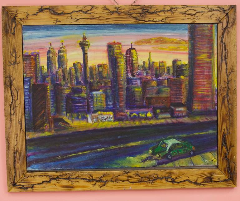 Original Folk Cities Painting by Kasiah Sword
